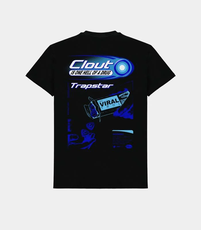 Trapstar Clout T-Shirt Black – Premium Streetwear Graphic Tee Black Trapstar Clout T-Shirt featuring bold signature graphic branding, a crew neckline, short sleeves, and a comfortable everyday fit.