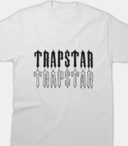 White and black Trapstar Essential T-Shirt featuring signature logo branding, short sleeves, a crew neck, and a comfortable regular fit.