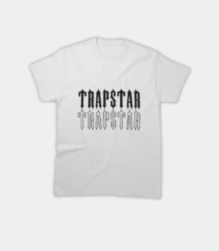 White and black Trapstar Essential T-Shirt featuring signature logo branding, short sleeves, a crew neck, and a comfortable regular fit.