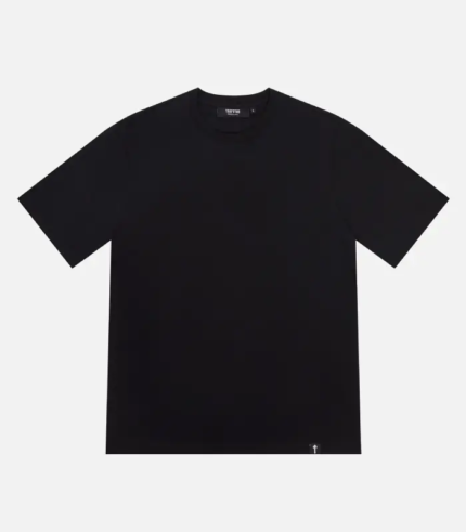 Black Trapstar Foundation T-Shirt featuring signature Foundation branding, short sleeves, a crew neck, and a comfortable regular fit.