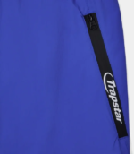 Blue Trapstar Hyperdrive shorts featuring signature branding, a comfortable elastic waistband, side pockets, and a relaxed athletic fit.