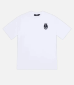 White and blue Trapstar Irongate Insignia T-Shirt featuring signature Irongate logo branding, short sleeves, a crew neck, and a comfortable regular fit.