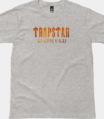 Gray Trapstar It’s A Secret Fire T-Shirt featuring bold graphic branding, short sleeves, a crew neck, and a comfortable regular fit.