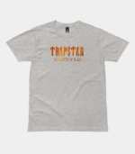 Gray Trapstar It’s A Secret Fire T-Shirt featuring bold graphic branding, short sleeves, a crew neck, and a comfortable regular fit.