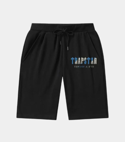 Black Trapstar It’s A Secret shorts featuring signature branding, an elastic waistband, functional pockets, and a relaxed streetwear fit.