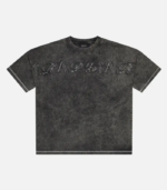 Grey Trapstar Patchwork Script T-Shirt featuring patchwork-style script branding, short sleeves, a crew neck, and a comfortable regular fit.