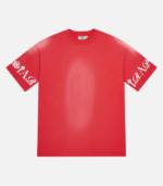 Red Trapstar Script T-Shirt featuring signature script logo branding, short sleeves, a crew neck, and a comfortable regular fit.